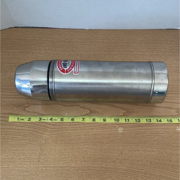 Vtg Uno-Vac Stainless Steel Thermos 1 Qt Unbreakable USA Insulated W Handle - Picture 12 of 12